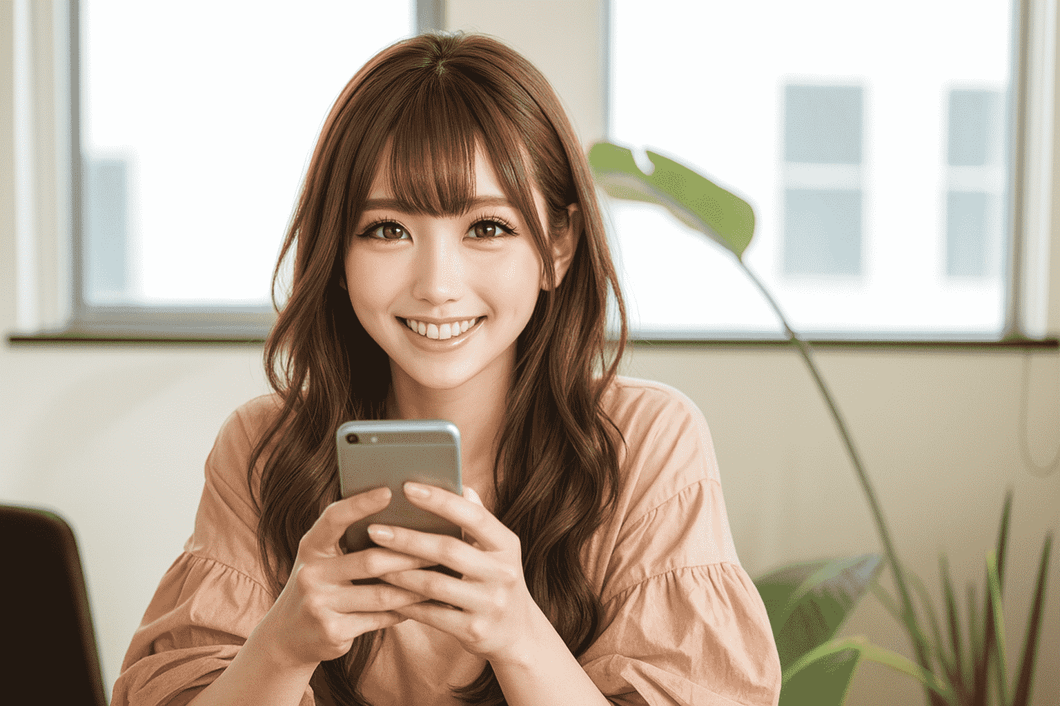 マッチングアプリを使う女性